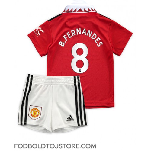Manchester United Bruno Fernandes #8 Hjemmebanesæt Børn 2022-23 Kortærmet (+ Korte bukser)